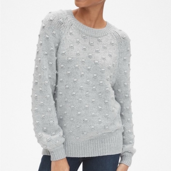 GAP Grey Knit Bubble Sleeve Dot Sz Medium - Picture 8 of 8